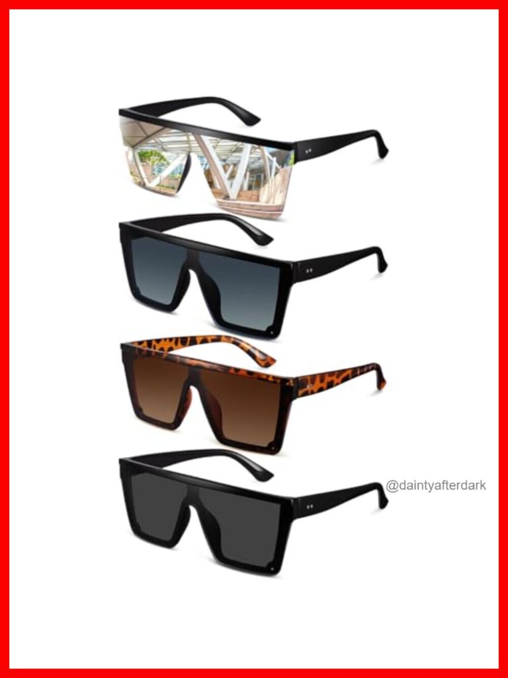 4 Pairs Square Oversized Frameless Sunglasses UV Protection